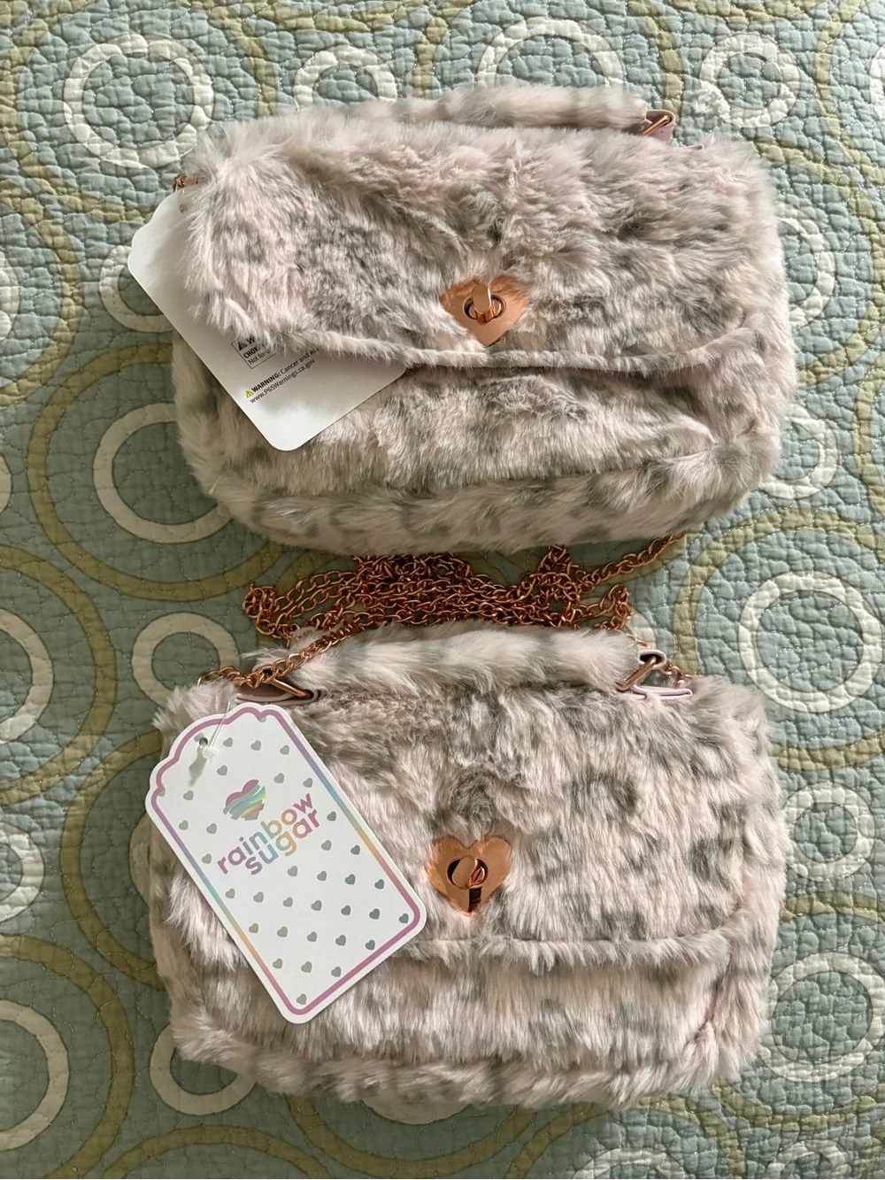 Kids Plush Crossbody Bag in Light Pink